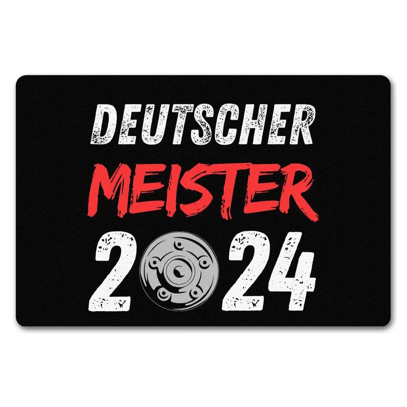 Leverkusen Meisterschale Fußmatte in 35x50 cm ohne Rand mit Spruch Deutscher Meister 2024