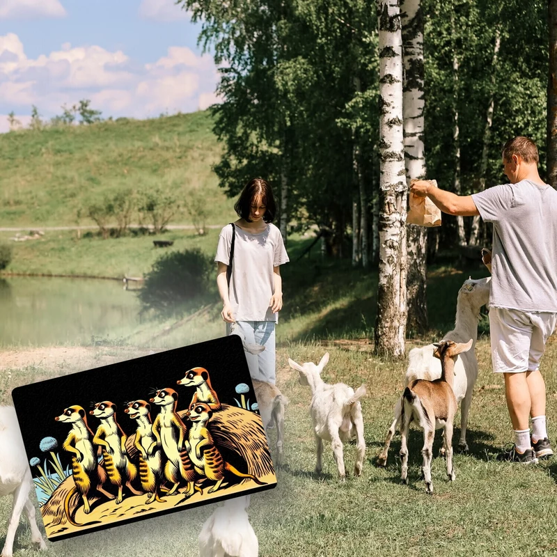 Erdmännchen Familie Fußmatte in 35x50 cm ohne Rand
