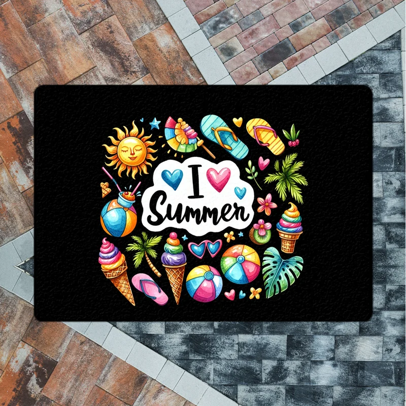 Endlich Sommer Fußmatte in 35x50 cm ohne Rand mit Spruch I love Summer