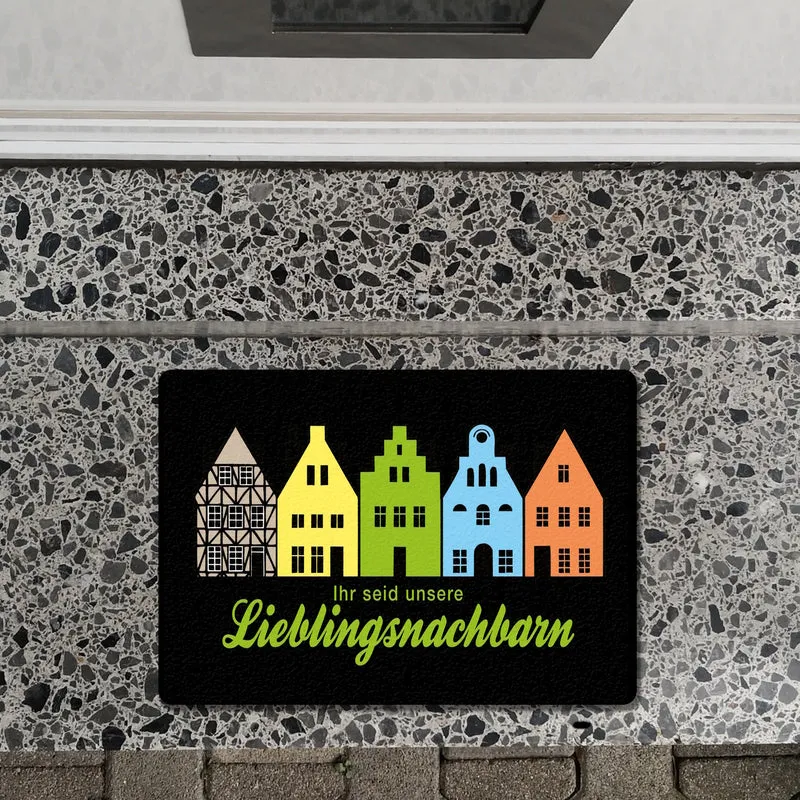 Nachbarschaft Fußmatte in 35x50 cm ohne Rand mit Spruch Ihr seid unsere Lieblingsnachbarn