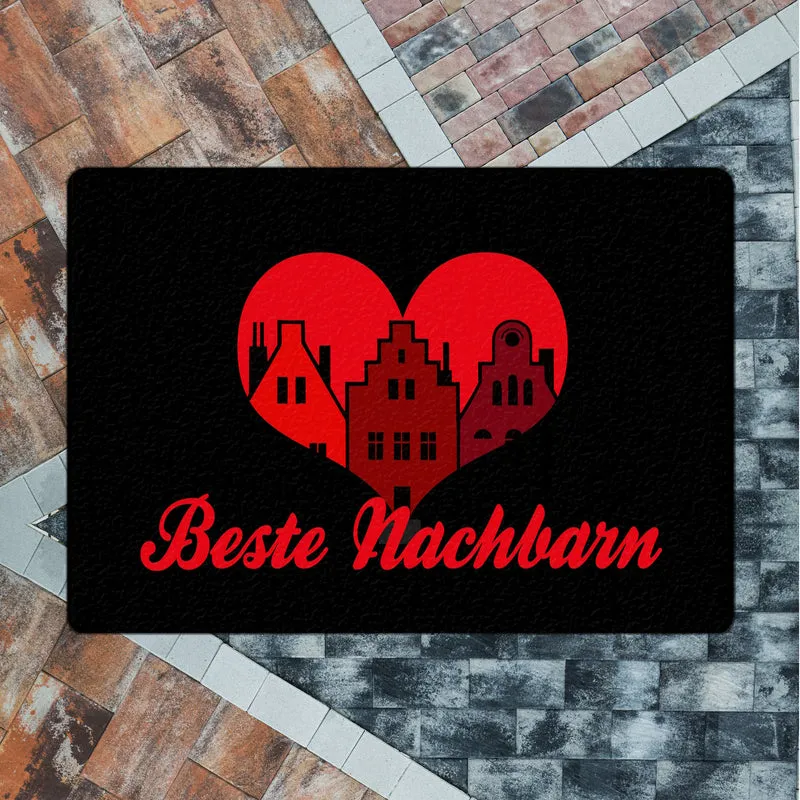 Nachbarschaft Fußmatte in 35x50 cm ohne Rand mit Spruch Beste Nachbarn