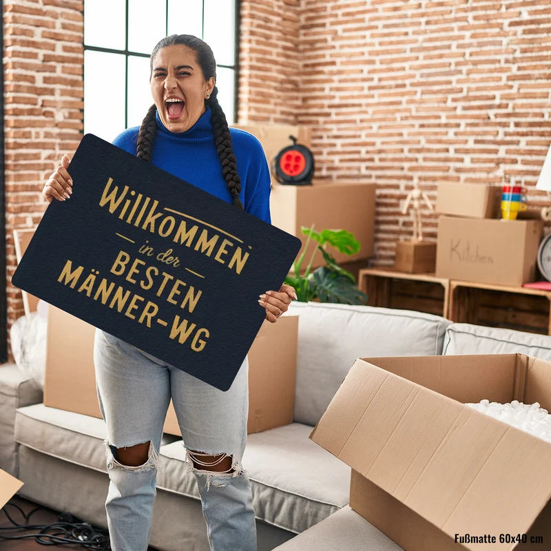 Willkommen in der besten Männer-WG Fußmatte in 35x50 cm ohne Rand