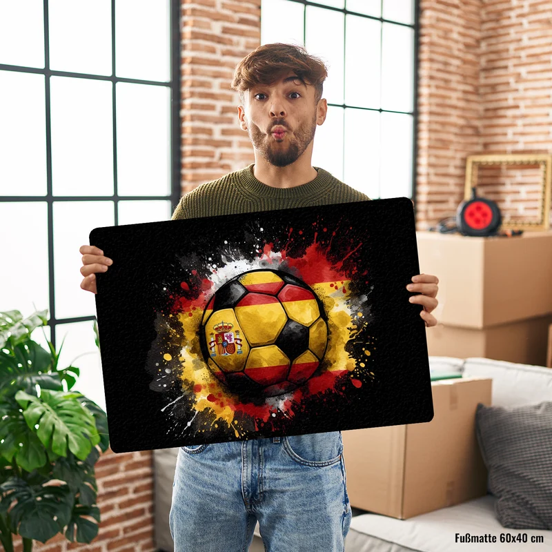 Fußball Spanien Flagge Fußmatte in 35x50 cm ohne Rand