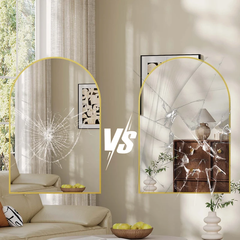 Garvee Specchio da Parete ad Arco 66x97 cm Vetro Alta Definizione Telaio Alluminio Nero Opaco Decorazione Bagno e Camera