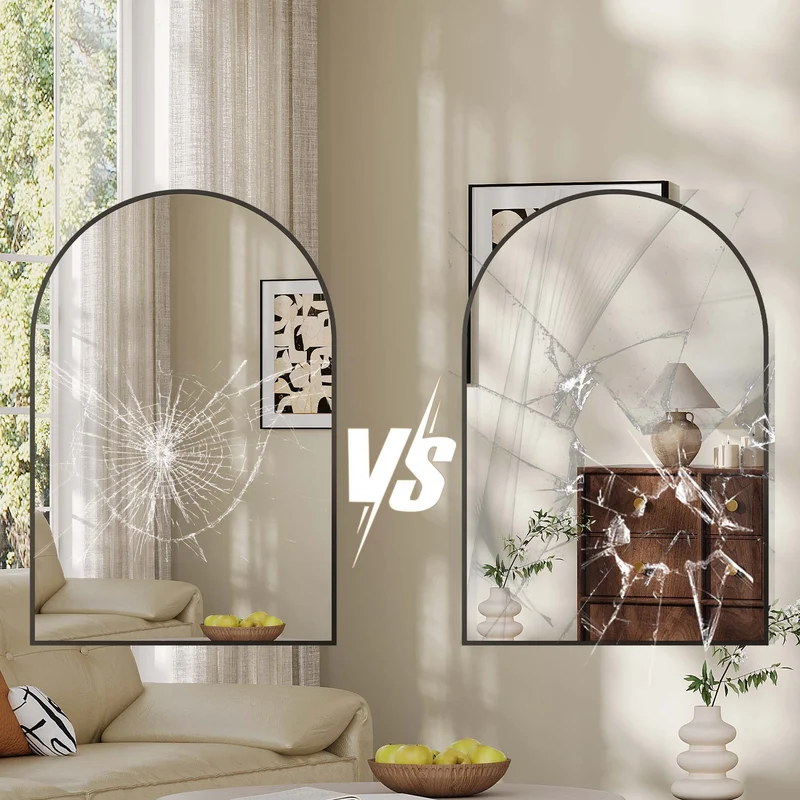 Garvee Specchio da Parete ad Arco 50x76 cm con Telaio in Alluminio Nero Opaco per Bagno e Camera da Letto