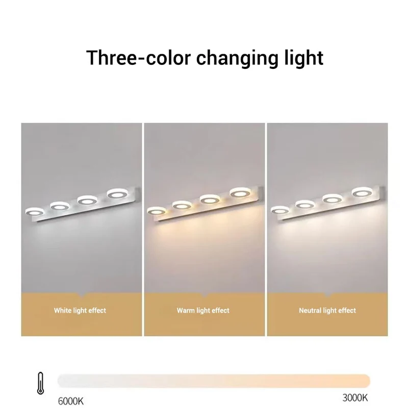 Luce LED per specchio da bagno Garvee da 60 cm, lampada da toeletta a 4 luci, alluminio, 12 W, 4000 K, bianco neutro