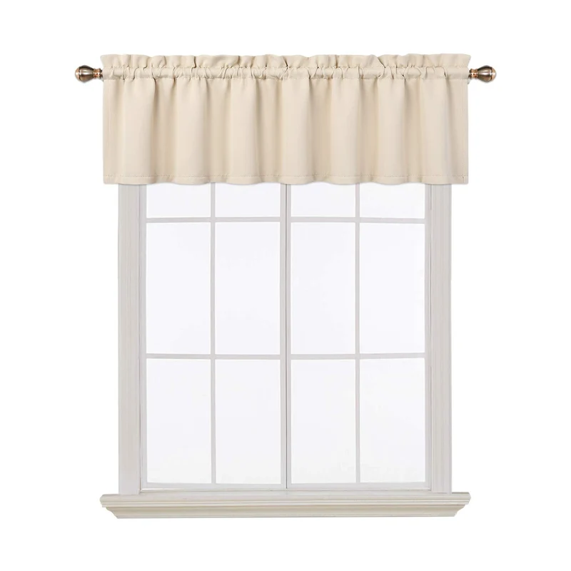 Mantovane oscuranti Garvee per soggiorno, cucina, camera da letto, beige, 52 x 15 pollici, mantovane per finestre termoisolanti