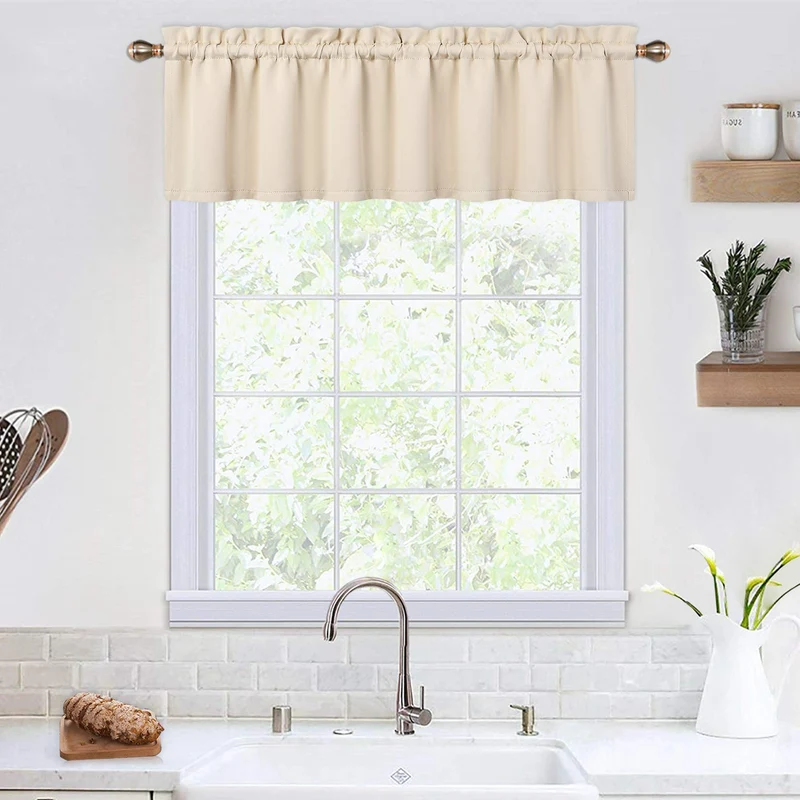 Mantovane oscuranti Garvee per soggiorno, cucina, camera da letto, beige, 52 x 15 pollici, mantovane per finestre termoisolanti