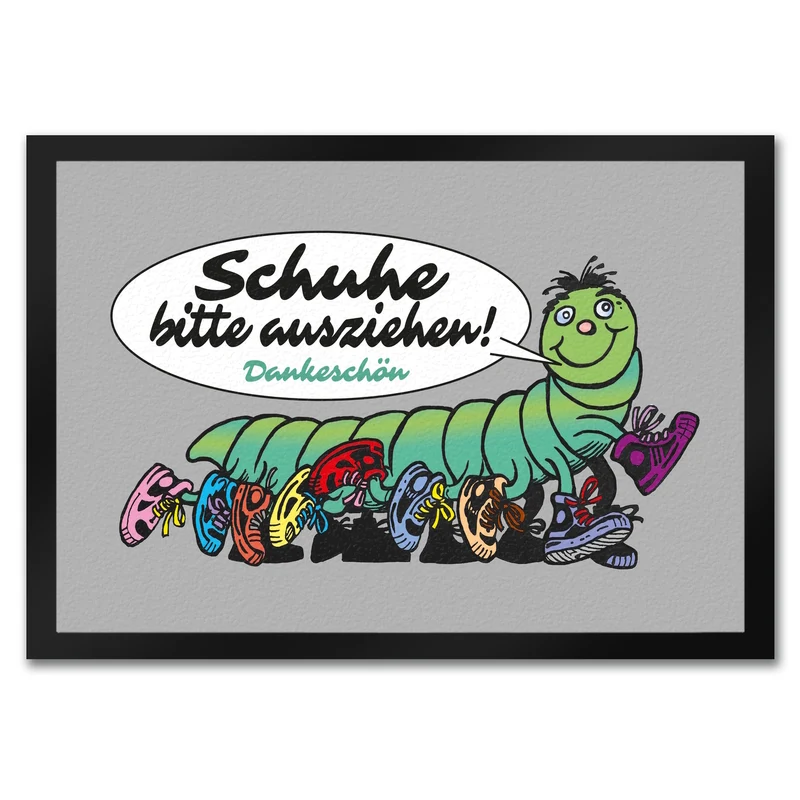 Tausendfüßler Fußmatte in 35x50 cm mit Spruch Schuhe bitte ausziehen - Dankeschön