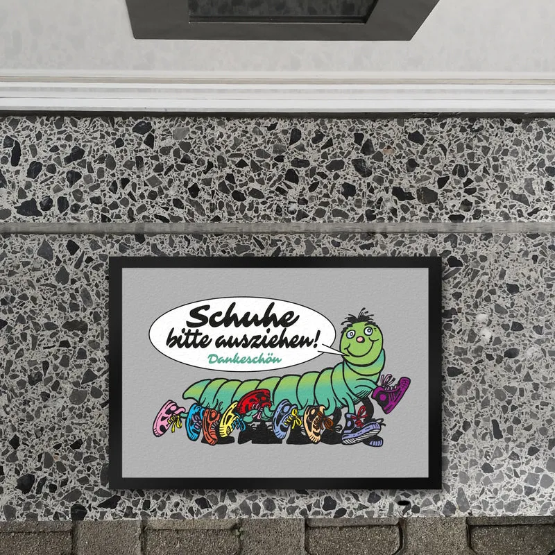 Tausendfüßler Fußmatte in 35x50 cm mit Spruch Schuhe bitte ausziehen - Dankeschön