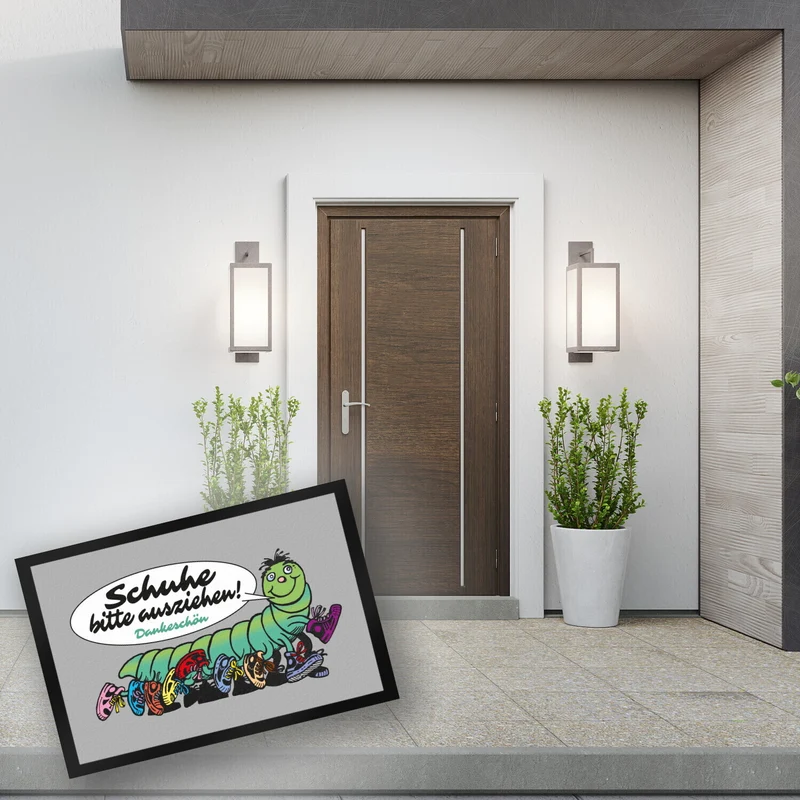 Tausendfüßler Fußmatte in 35x50 cm mit Spruch Schuhe bitte ausziehen - Dankeschön