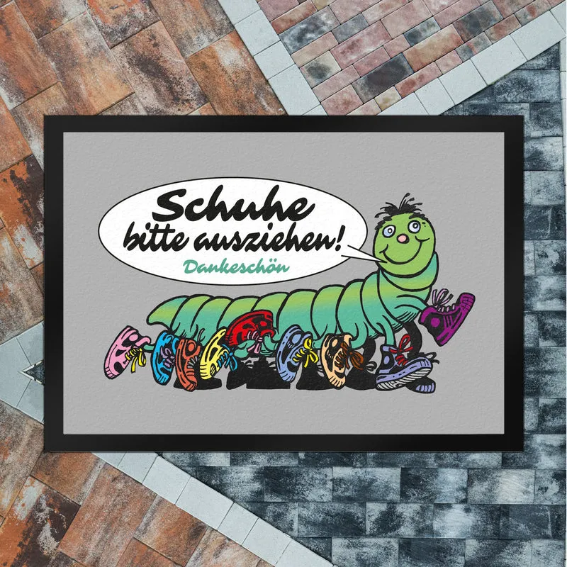 Tausendfüßler Fußmatte in 35x50 cm mit Spruch Schuhe bitte ausziehen - Dankeschön