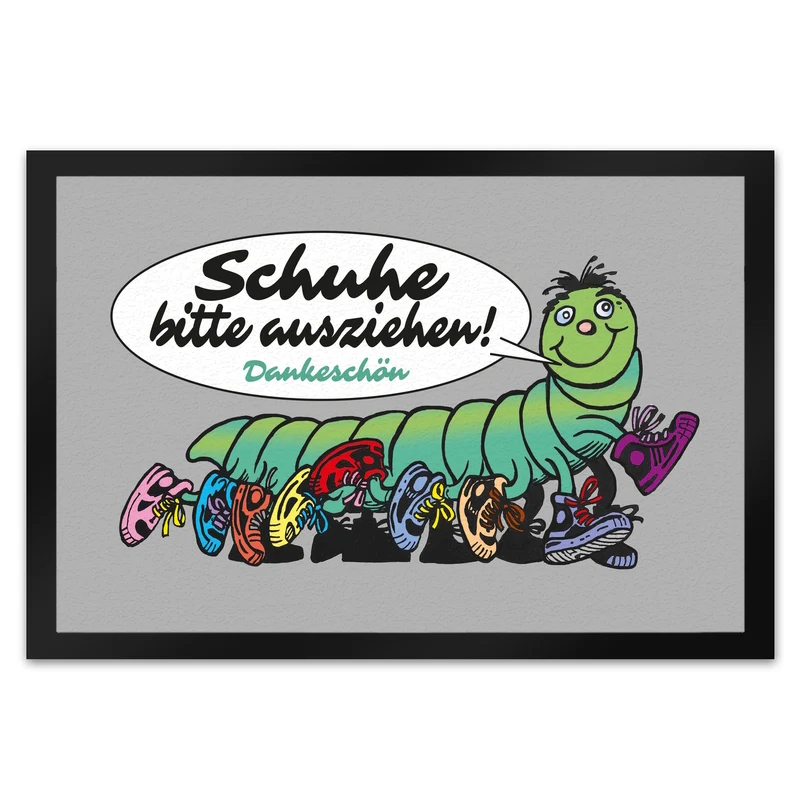 Tausendfüßler Fußmatte in 35x50 cm mit Spruch Schuhe bitte ausziehen - Dankeschön