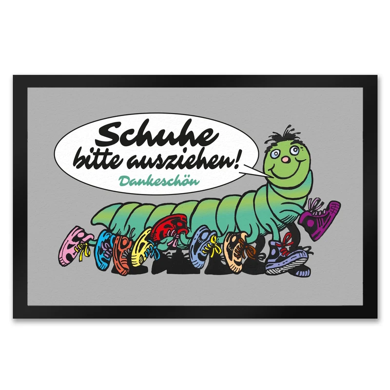 Tausendfüßler Fußmatte in 35x50 cm mit Spruch Schuhe bitte ausziehen - Dankeschön