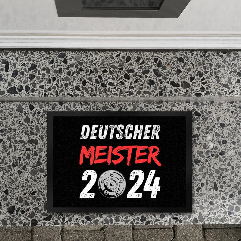 Leverkusen Meisterschale Fußmatte in 35x50 cm mit Spruch Deutscher Meister 2024