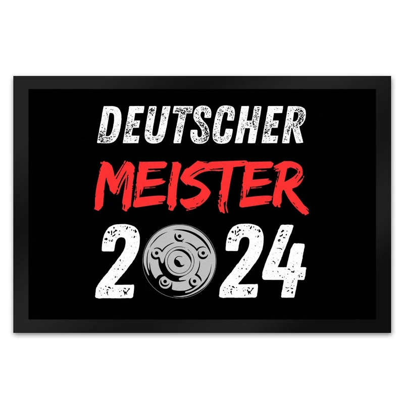 Leverkusen Meisterschale Fußmatte in 35x50 cm mit Spruch Deutscher Meister 2024