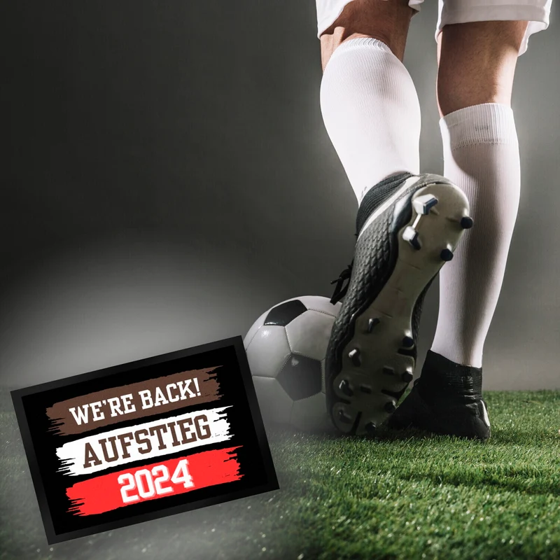 St. Pauli Aufstieg 2024 Fußmatte in 35x50 cm mit Spruch We're back