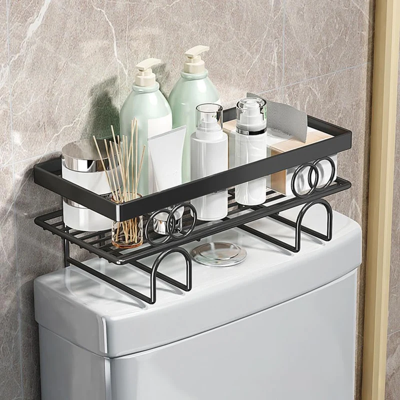 Scaffale portaoggetti sopra il WC Garvee, 1 ripiano, non necessita di foratura, per bagni e piccoli spazi, salvaspazio, robusto, design a griglia