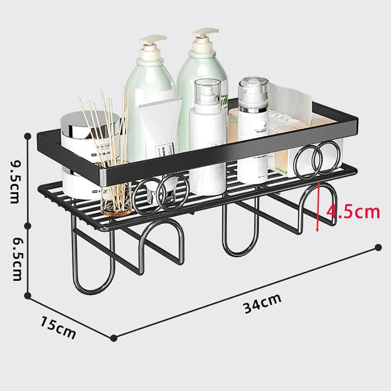 Scaffale portaoggetti sopra il WC Garvee, 1 ripiano, non necessita di foratura, per bagni e piccoli spazi, salvaspazio, robusto, design a griglia
