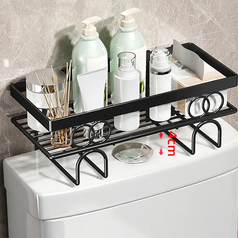 Mensola sopra il WC Garvee, 2 livelli, non necessita di foratura, design robusto con griglia in metallo, organizer per bagno per piccoli spazi