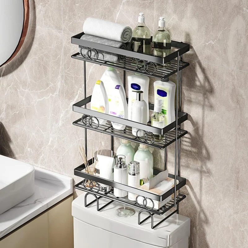 Garvee Regal Bagno Salvaspazio Sopra WC, 3 Ripiani, Acciaio Inox Nero, Per Bagno E Cucina, Design A Rete