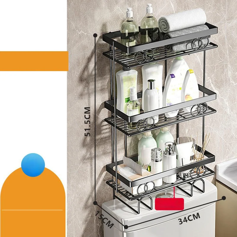 Garvee Regal Bagno Salvaspazio Sopra WC, 3 Ripiani, Acciaio Inox Nero, Per Bagno E Cucina, Design A Rete
