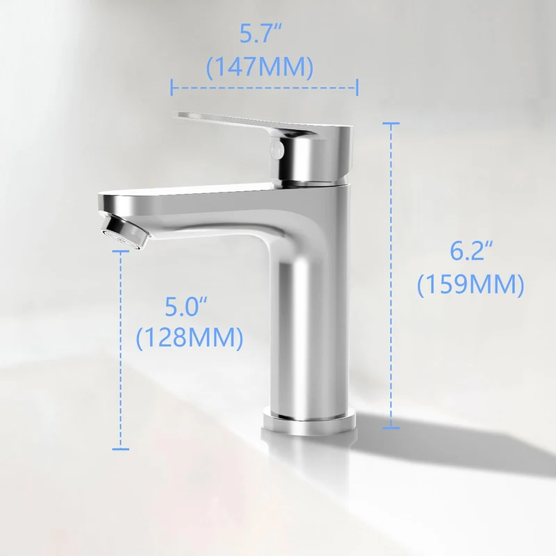 Miscelatore per rubinetto da bagno Garvee, altezza beccuccio 128 mm, finitura cromata, risparmio idrico per bagni moderni e servizi igienici per gli ospiti