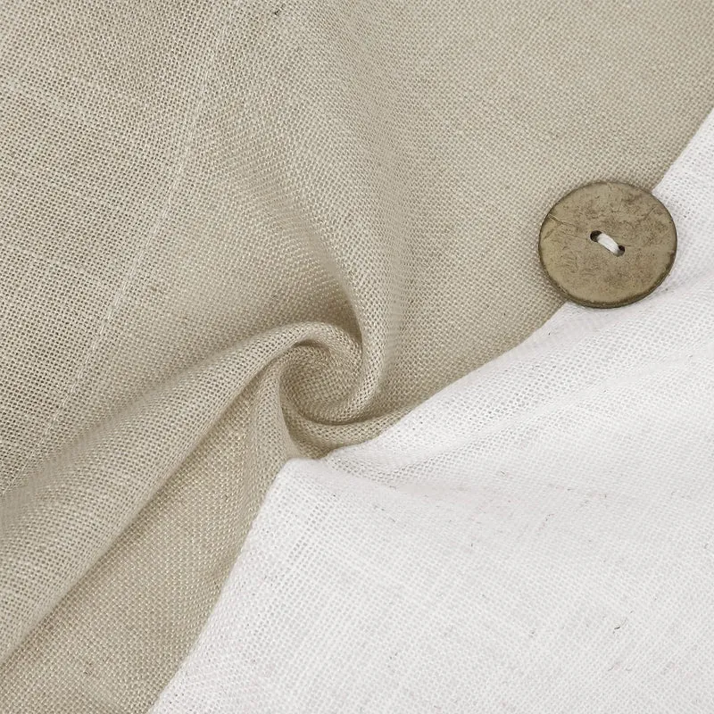 Tenda corta Garvee Vitrage Window Patchwork con bottoni decorativi, semitrasparente, beige, 132x38 cm, per cucina