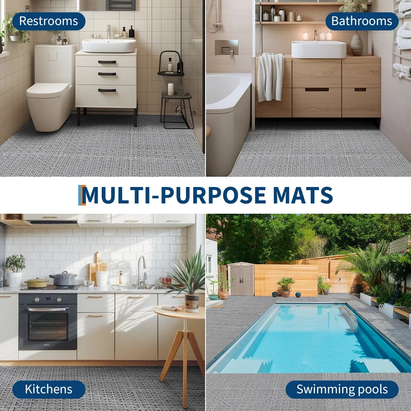 Tappetini di drenaggio modulari in PVC Garvee, set da 50 pezzi, 12"x12", antiscivolo, resistenti, per garage, giardino, piscina, neri