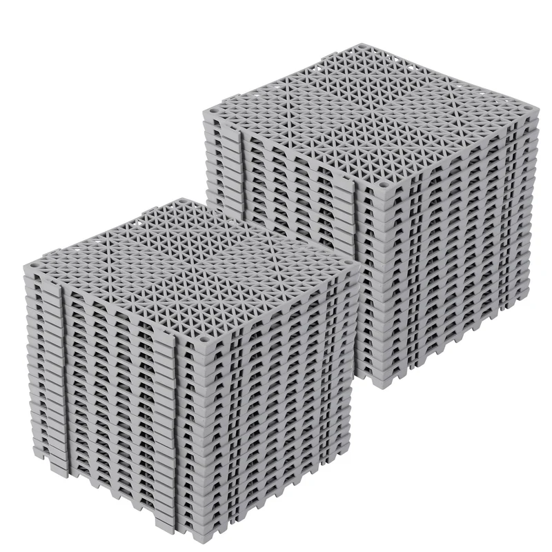 Tappetini di drenaggio modulari in PVC Garvee, set da 50 pezzi, 12"x12", antiscivolo, resistenti, per garage, giardino, piscina, neri
