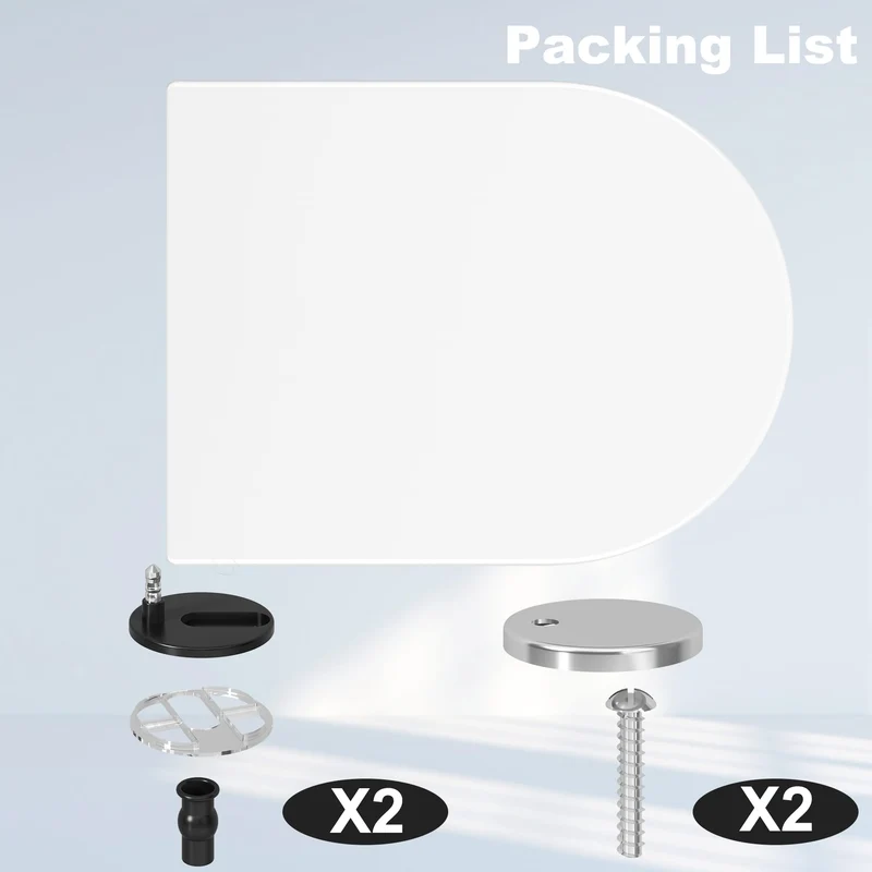 Garvee WC Sitz D-Form Toilettendeckel Mit Absenkautomatik, Schnellverschluss & Verstellbare Scharniere Für Badezimmer, 464x359 mm, Weiß
