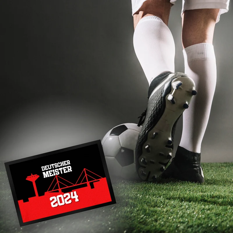 Leverkusen Fußmatte in 35x50 cm mit Spruch Deutscher Meister 2024