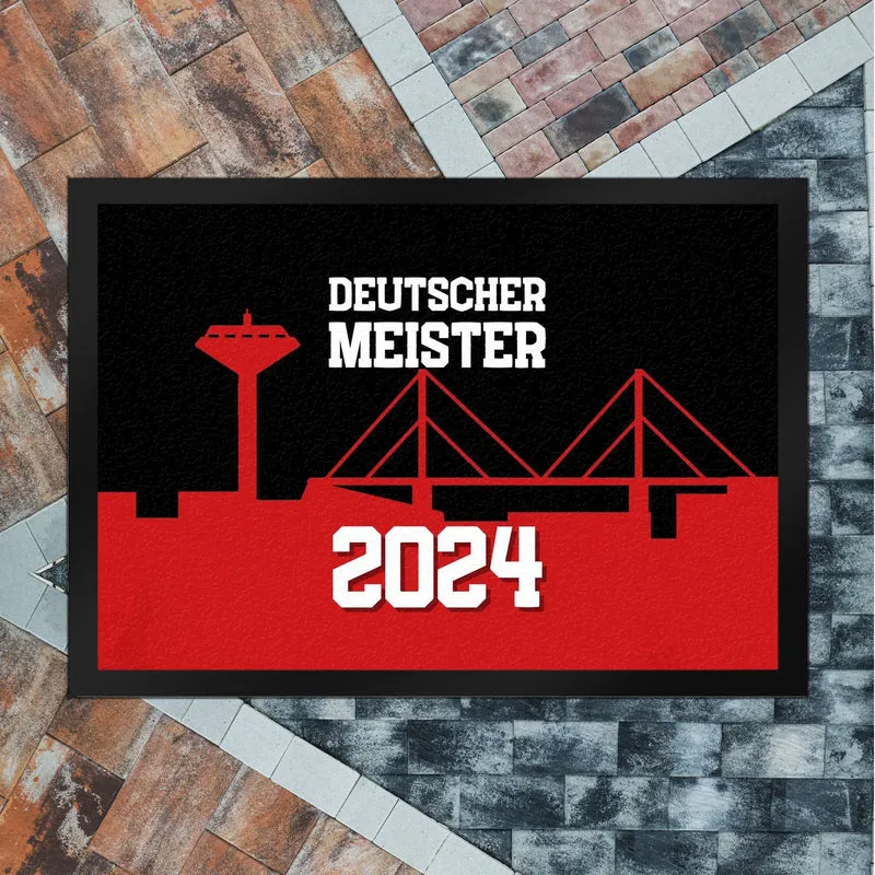 Leverkusen Fußmatte in 35x50 cm mit Spruch Deutscher Meister 2024