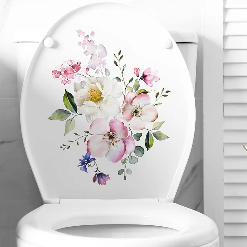 Garvee Adesivi WC Floreali Autoadesivi, PVC Ecologico, Impermeabili, 23,5x29 cm, Decorazione Bagno e Casa