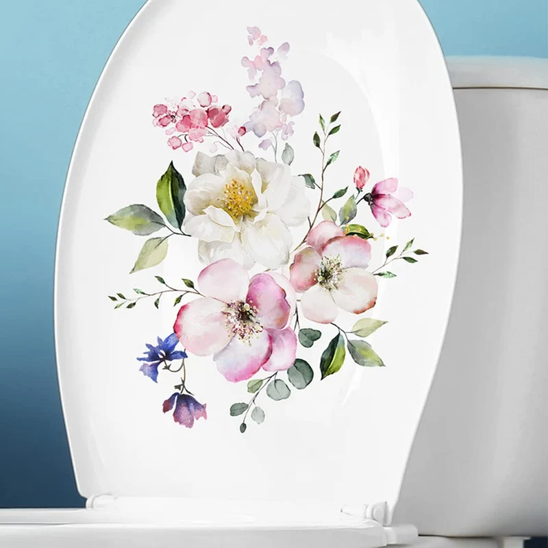 Garvee Adesivi WC Floreali Autoadesivi, PVC Ecologico, Impermeabili, 23,5x29 cm, Decorazione Bagno e Casa