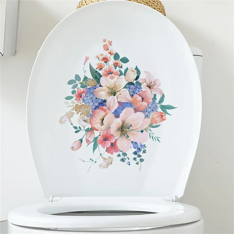Garvee Adesivo WC Fiori Autoadesivo Impermeabile Vinile PVC Per Bagno e WC Ospiti 25x30cm Motivo Floreale Elegante
