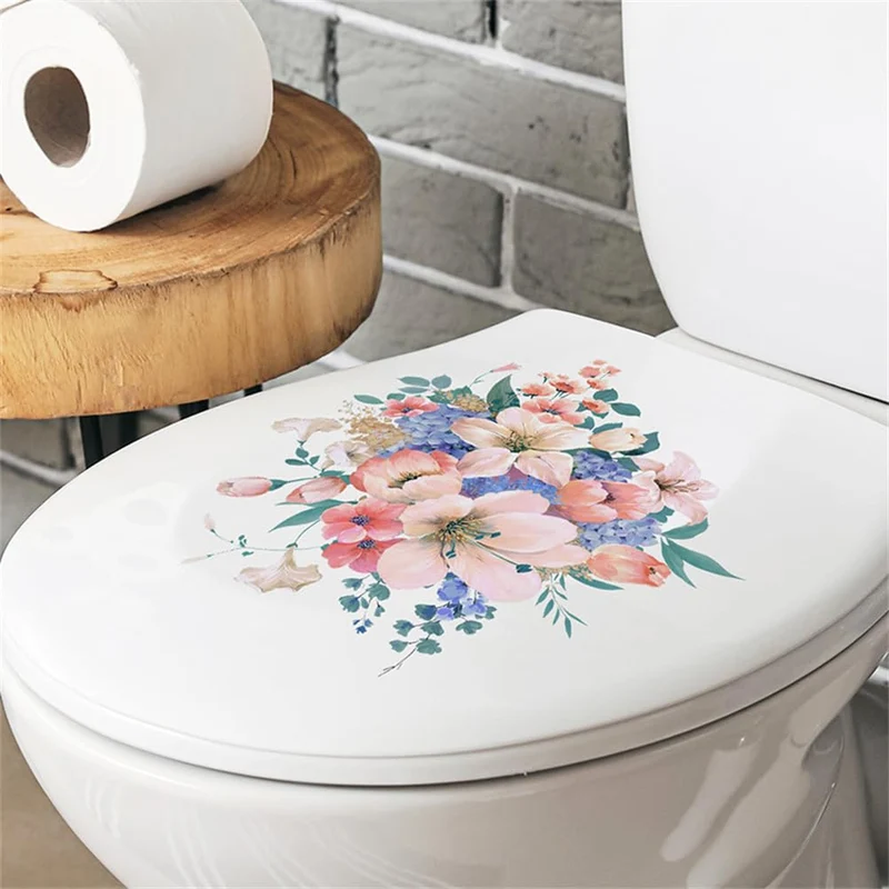 Garvee Adesivo WC Fiori Autoadesivo Impermeabile Vinile PVC Per Bagno e WC Ospiti 25x30cm Motivo Floreale Elegante
