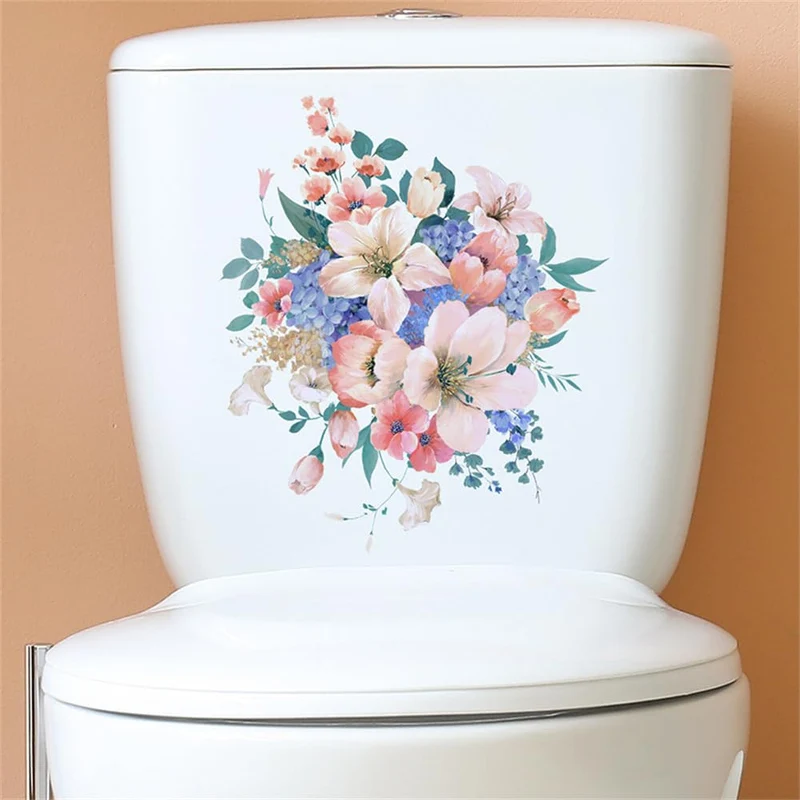 Garvee Adesivo WC Fiori Autoadesivo Impermeabile Vinile PVC Per Bagno e WC Ospiti 25x30cm Motivo Floreale Elegante
