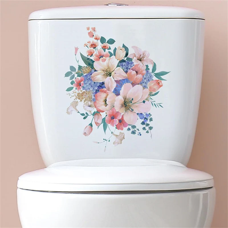 Garvee Adesivo WC Fiori Autoadesivo Impermeabile Vinile PVC Per Bagno e WC Ospiti 25x30cm Motivo Floreale Elegante