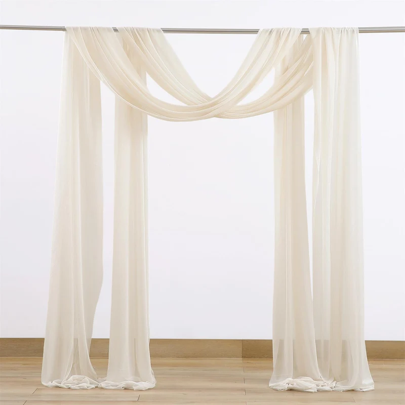 Garvee Tenda da esterno in tulle per matrimoni, drappeggio sospeso in tessuto di garza, 2 piedi x 18 piedi, materiale morbido bianco avorio