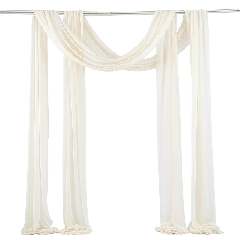 Garvee Tenda da esterno in tulle per matrimoni, drappeggio sospeso in tessuto di garza, 2 piedi x 18 piedi, materiale morbido bianco avorio