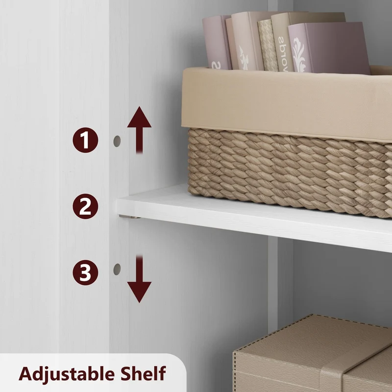 Mobiletto alto da bagno Garvee con ante in vetro, ripiani regolabili, MDF, bianco, indipendente, moderno per bagno e cucina 23.6"L x 11.8"P x 50.4"A