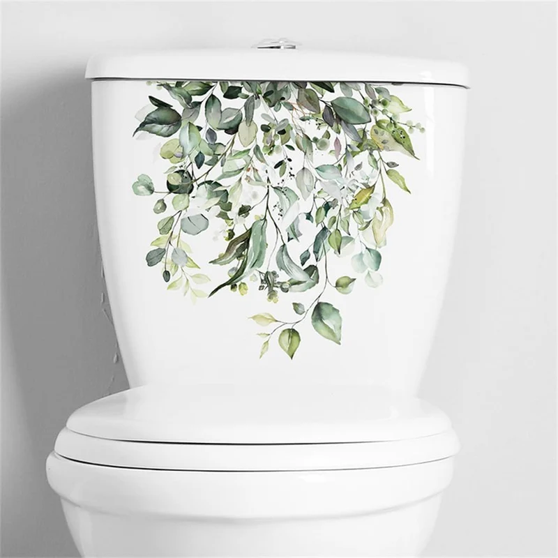 Garvee Toilettenaufkleber Grüne Blätter PVC Selbstklebend Für Badezimmer Wohnzimmer 30x30x1cm Grün