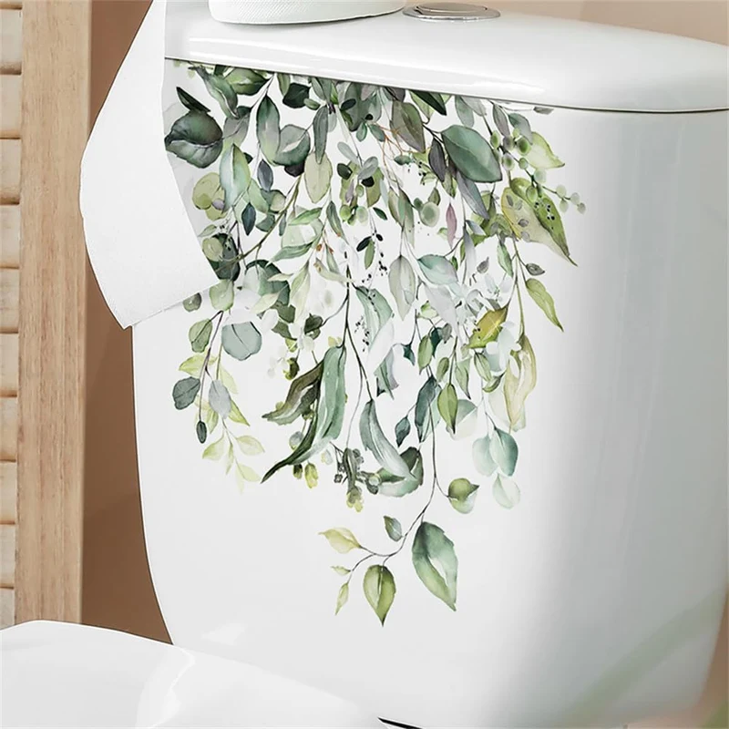 Garvee Toilettenaufkleber Grüne Blätter PVC Selbstklebend Für Badezimmer Wohnzimmer 30x30x1cm Grün