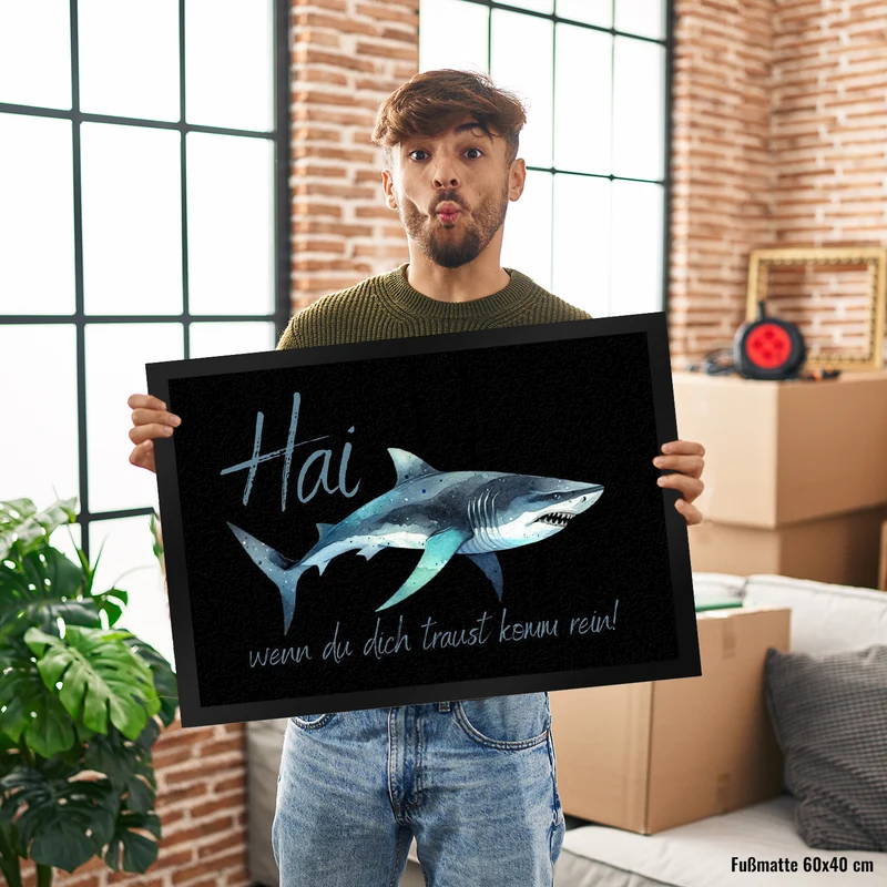 Hai Fußmatte in 35x50 cm mit Spruch wenn du dich traust komm rein