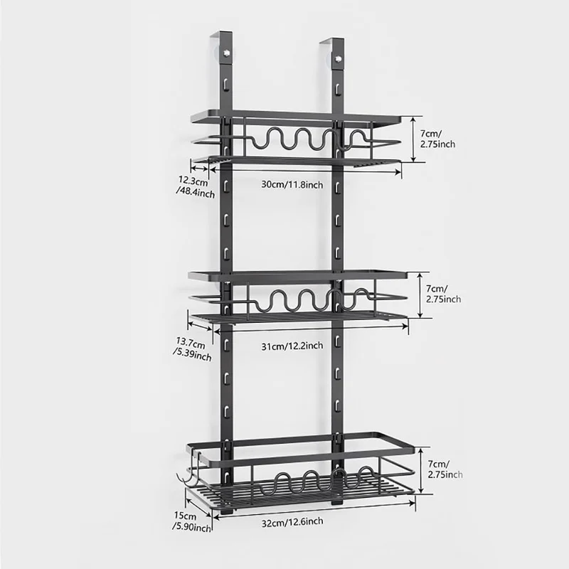 Garvee Organizer per dispensa sopra la porta, porta spezie in metallo a 3 livelli, antiruggine, per cucina e bagno, versatile, salvaspazio