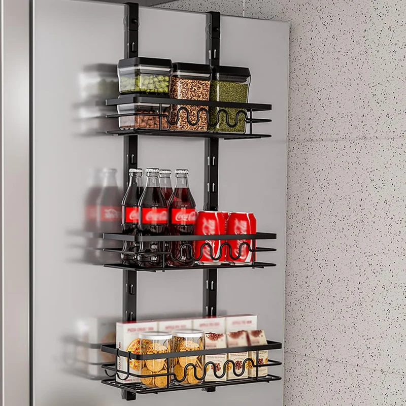 Garvee Organizer per dispensa sopra la porta, porta spezie in metallo a 3 livelli, antiruggine, per cucina e bagno, versatile, salvaspazio