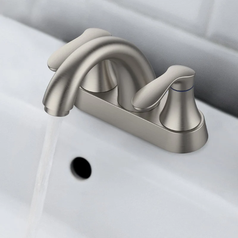 Rubinetto per bagno Garvee da 4 pollici, valvola in ceramica, nichel spazzolato, doppia maniglia, scarico a scomparsa, facile installazione