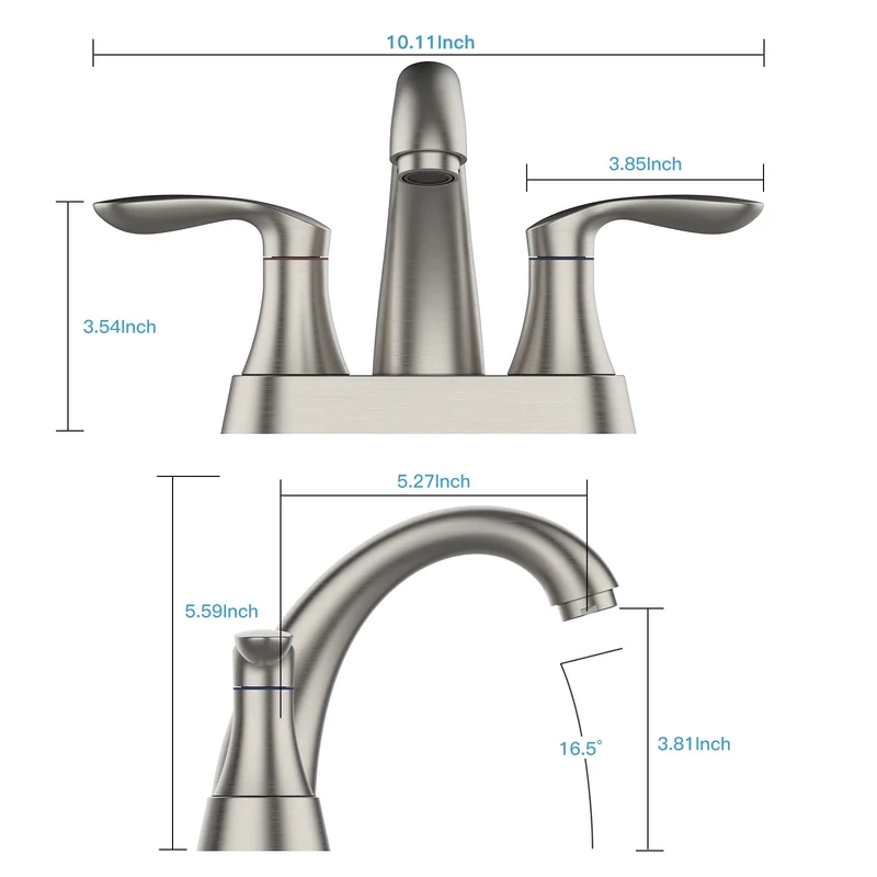Rubinetto per bagno Garvee da 4 pollici, valvola in ceramica, nichel spazzolato, doppia maniglia, scarico a scomparsa, facile installazione
