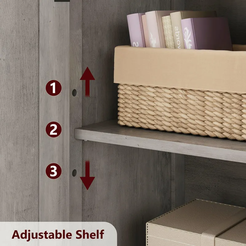 Mobiletto alto da bagno Garvee con 4 ante, ripiani regolabili, MDF, grigio, per cucina e soggiorno, indipendente, 23.6"x11.8"x50.4"